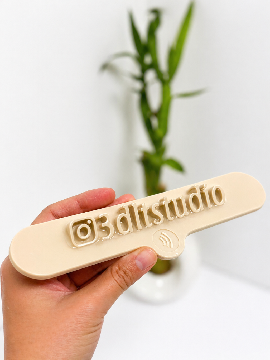 3D Printed Custom Name Plate with NFC | Social Media Sign | Small Business Counter Display | UV Coated