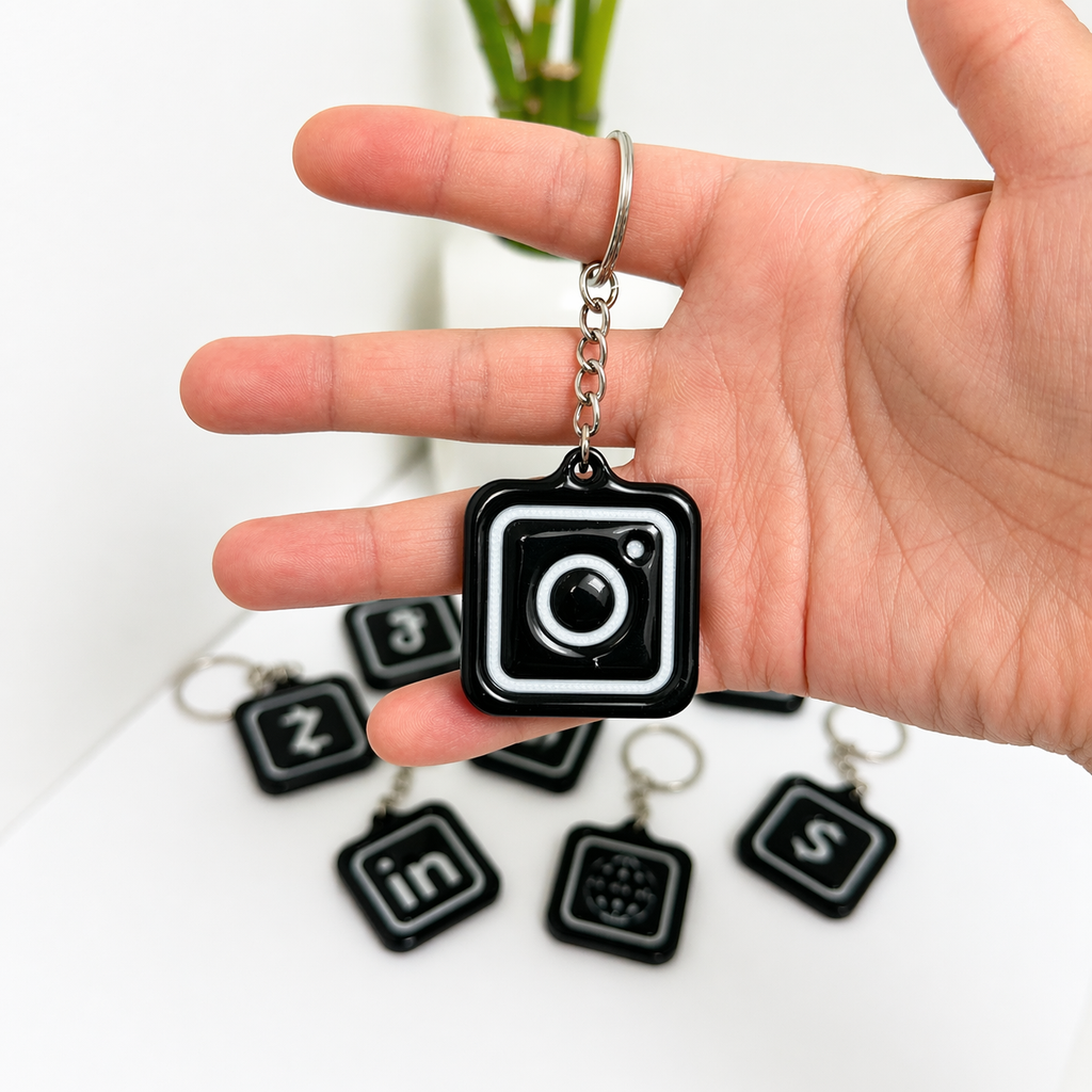NFC Keychain 3D Printed | Digital Business Card | Share Instagram TikTok Venmo | Custom Social Media Keychain Gift